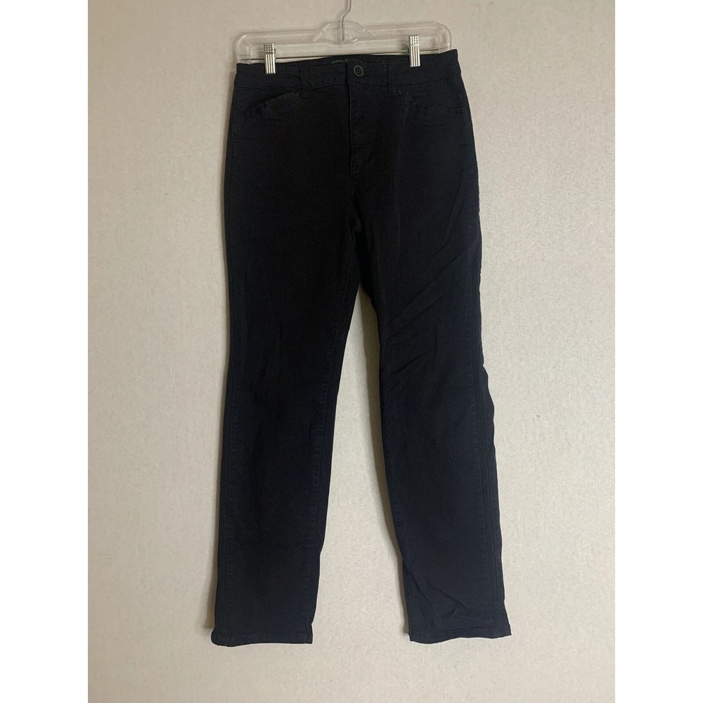 Susan Graver Straight Jeans Womens 8 Black Stretch Denim Casual Classic Timeless
